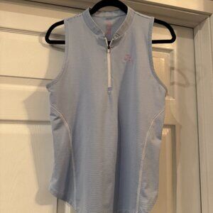 Rhoback Light Blue/White Sleeveless 1/4 Zip